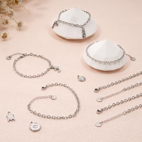 UMAOKANG 10PCS Stainless Steel Chain Link Bracelet for Jewelry Making | Silver Embossed Oval Bracelet Bulk for Women Permanent Chain Bracelets - color: 10pcs Oval Steel