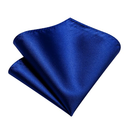 Solid Color Tie and Pocket Square with Tie Clip Lapel Pin Silk Formal Necktie Set Wedding Formal - color: Royal Blue