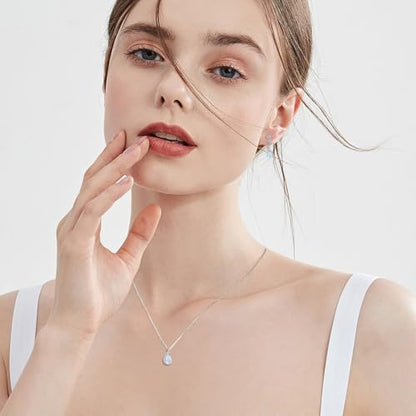 immobird 925 Sterling Silver Infinity Birthstone Jewelry Set Teardrop | Birthstone Necklace and Earring Set, Small Pear-shape Pendant, Drop Earring, Timeless Gift for Her, Daily Wear, Nice Gift Box - color: 06-Jun.