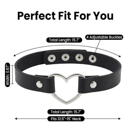 2PCS Cute Punk Goodgirl Heart Gothic Leather Choker Necklaces for Women | Love Collars For Lover Girlfriend,Adjustable Jewelry with Chain For Valentine's Day,Sweet Dating,Halloween Outfits
