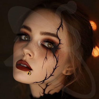 ZS 9Pcs 16G Halloween Labret Lip Rings Internally Threaded Piercing Jewelry | Bat Ghost Skull Monroe Medusa Piercing Jewelry Flat Back Conch Tragus Earrings for Women Men - color: SetB:Black, size: L:6mm