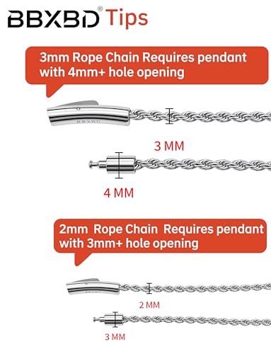 Twist Chain Necklace 2/3/5/8MM Braided Rope Chain Necklace for Men Stainless Steel Rope Jewelry for Men & Women Rope Chain for Pendant 18/20/22/24 Inch with Delicate Gift Box - size: 22 inches, style: 3mm width-steel