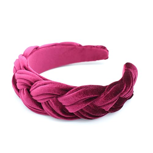 Red Headbands for Women Braided Headbands Velvet Padded Hairbands Cute Hair Accessories for Women Girl - color: Red