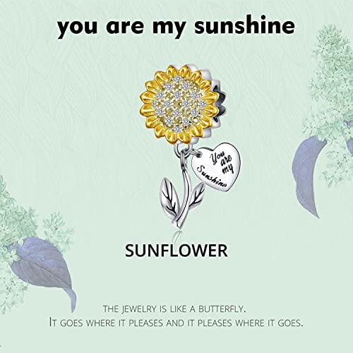 Sunflower Charm Fit for Pandora Charms Bracelet and Necklace You Are My Sunshine Charm Gifts for Women - style: Sunflower charms