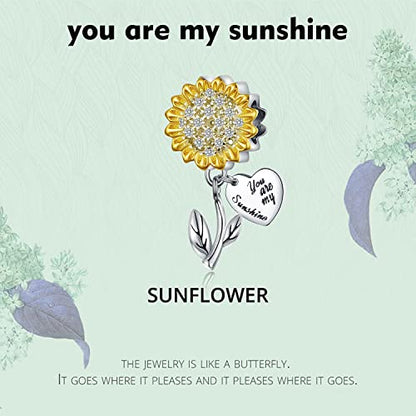 Sunflower Charm Fit for Pandora Charms Bracelet and Necklace You Are My Sunshine Charm Gifts for Women - style: Sunflower charms