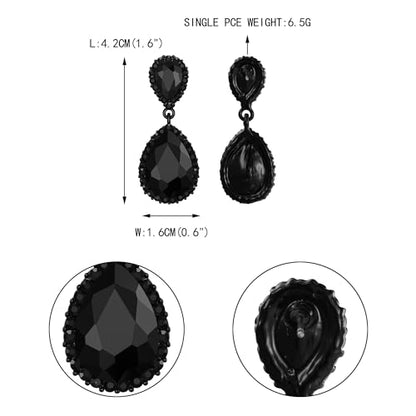 EVER FAITH Women's Austrian Crystal Wedding Tear Drop Dangle Earrings | Bridal Prom Jewelry for Bride Bridesmaid - color: Black Black-Tone