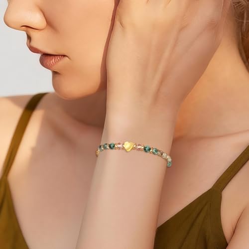 Inspirational Bracelets Gifts for Women: Healing Natural Stone Beads Bracelets - Birthday Mothers Day Gifts Thinking of you Get Well Soon Gift for Women Friends Sister Mom - color: HEART-REMEMBER