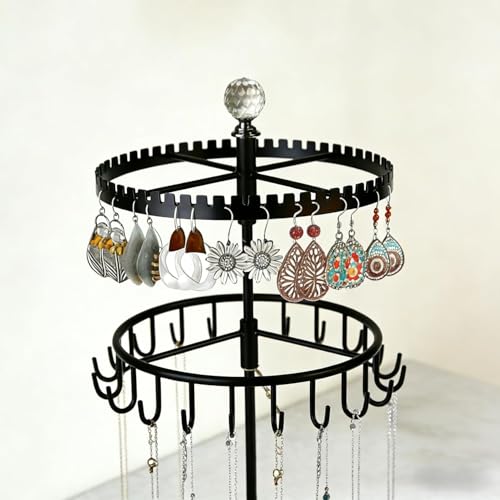 Double layered jewelry storage stand, earrings and necklaces storage