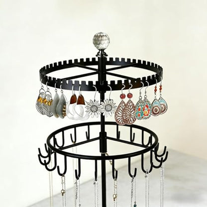 Double layered jewelry storage stand, earrings and necklaces storage