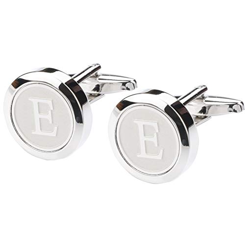 Mens Classic Stainless Steel Initial Cufflinks 26 Alphabet Initial Letter Cufflinks Business Wedding Shirts A-Z - style: E