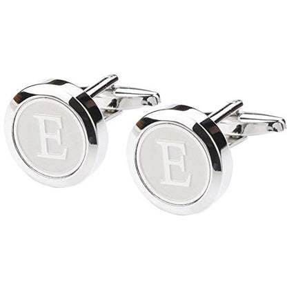 Mens Classic Stainless Steel Initial Cufflinks 26 Alphabet Initial Letter Cufflinks Business Wedding Shirts A-Z - style: E