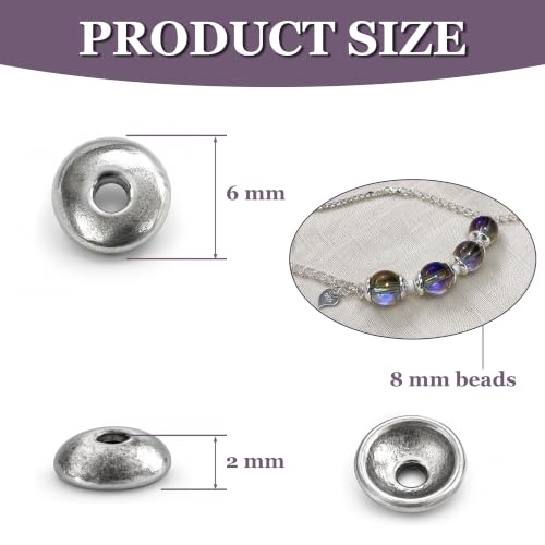 Heather's cf 400PCS Silver Smooth Bead Caps for Jewelry Making, 6mm Flower Bead Caps Fit 8-10mm Beads, DIY Jewelry Making Supplies - color: Smooth silver - 400Pc