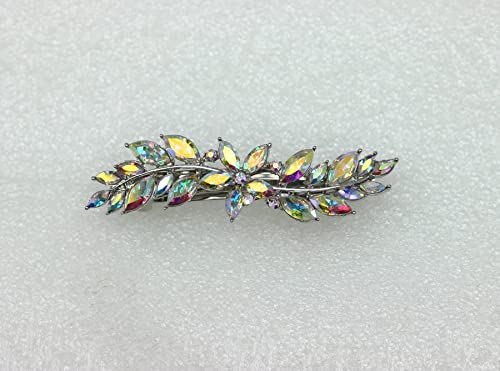 Faship Multicolors AB Rhinestone Crystal Small Floral Hair Barrette Clip - color: AB