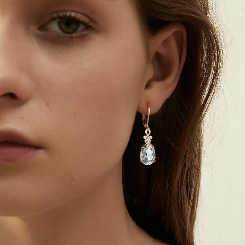 Dangle Earrings for Women Multicolor Crystal Drop Earrings Set Leverback Teardrop Earrings 925 Silver and 14K Gold Plated Hypoallergenic Fashion Cubic Zirconia Dangle Earrings Trendy Jewelry Gifts for Women - style: Teardrop Set-G 3