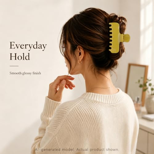 Ivyu 4-Inch Large Rounded Rectangle Hair Claw Clip for Women, Strong Hold - color: Olive green
