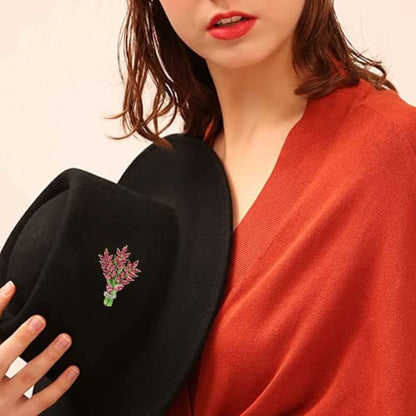 Lavender flower brooch crystal rhinestone tulip brooch elegant accessories jewelry women brooches and pins fashion jewelry wedding flowers lapel pin - color: Rose lavender brooch