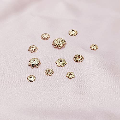 INSPIRELLE 120pcs Bead Caps Gold Plated Filigree Flower Cup Shape Bead | Long-Lasting for Jewelry Bracelet Necklace Making - color: 120x Bead Caps