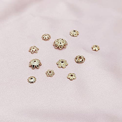 INSPIRELLE 120pcs Bead Caps Gold Plated Filigree Flower Cup Shape Bead | Long-Lasting for Jewelry Bracelet Necklace Making - color: 120x Bead Caps