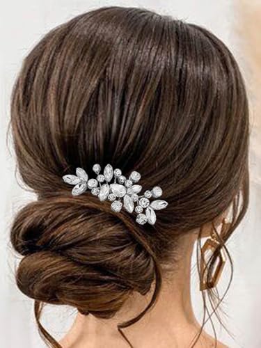 Catery Crystal Wedding Hair Comb Rhinestone Bridal Hairpieces Bridesmaid Clips Accessories for Brides and Women (A Silver) - color: A Silver
