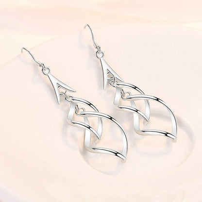 Linear Swirl Wire Earrings For Women dangling Boho Dangle Drop - color: Silver-Linear Swirl Wire EarringsEiffel