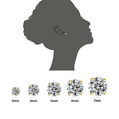 Stud Earrings Set 316L Stainless Steel Hypoallergenic Earrings for Women Men Earrings 3-7mm Cubic Zirconia Earrings Tragus Cartilage Helix Lobel Ear Studs 20G,Pack of 5 Pairs - color: B03:5Pairs(GOLD)