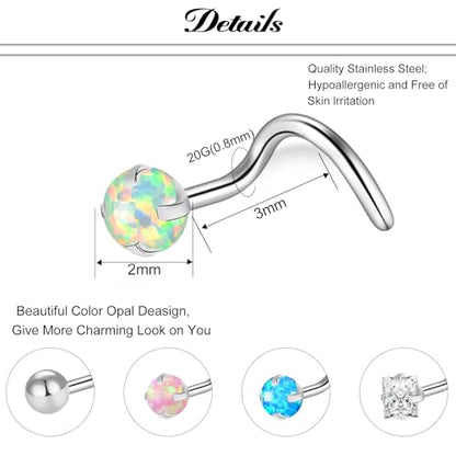 ONESING 9-40 Pcs Nose Rings - Hoops, Studs & L Shape - Hypoallergenic Stainless Steel Nose Piercings for Women & Men - color: Silver-14 Pcs
