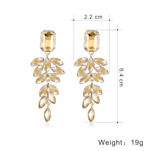 Elegant Rhinestone Statement Earrings Sparkly Cluster Crystal Drop Dangle Earrings Teardrop Chandelier Earrings Wedding Bridal Prom Earrings for Women - color: C:White