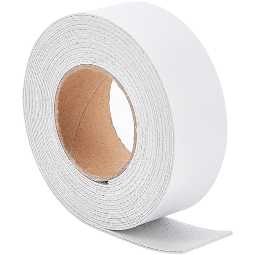 GORGECRAFT 1" Wide Flat Leather Cord 79" Long Double-Sided Lychee Pattern Leather Strips Faux Leather Strap Strings for DIY Craft Projects Belt Jewelry Making Tooling Workshop, Grey White - color: Grey White, size: 79x1"