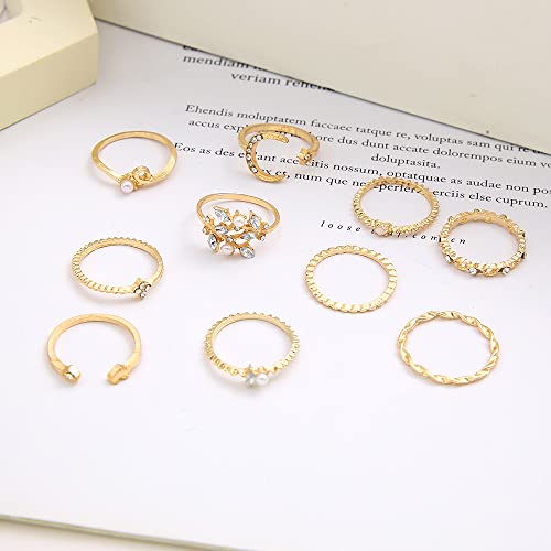 FUTIMELY Boho Retro Stackable Rings Sets for Women Knuckle Joint Finger Knuckle Nail Ring Sets Moon Stars Stack Preppy Statement Rings Cute Trendy Stuff Jewelry - style: G-7