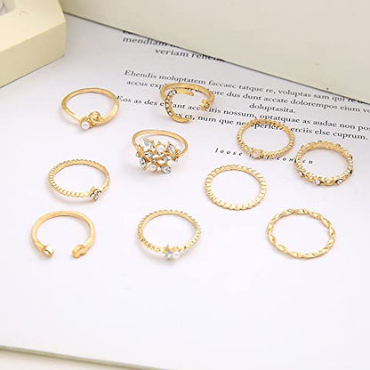 FUTIMELY Boho Retro Stackable Rings Sets for Women Knuckle Joint Finger Knuckle Nail Ring Sets Moon Stars Stack Preppy Statement Rings Cute Trendy Stuff Jewelry - style: G-7