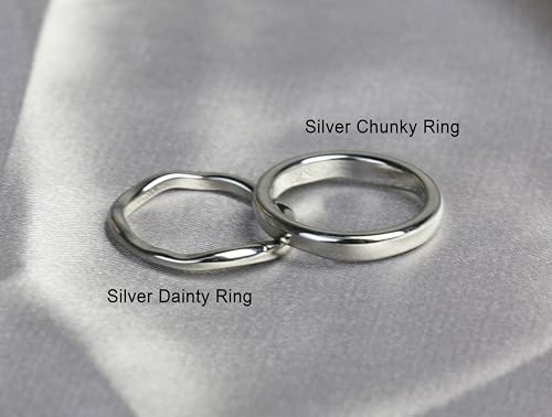 Gold Rings for Women Men Non Tarnish, Waterproof Chunky 14K Gold Plated Dainty Stackable Rings Trendy Statement Pinky Thumb Rings Engagement Eternity Wedding Band Ring Stacking Gold Jewelry Size 3 4 5 6 7 8 9 10 11 - color: Silver, size: 11