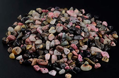 Natural Chip Stone Beads Black Stripe Rhodochrosite 5-8mm About 400 Pieces Irregular Gemstones Crystal Loose Bead Hole Drilled DIY for Bracelet Jewelry Making (5-8mm, Black Stripe Rhodochrosite) - color: Black Stripe Rhodochrosite