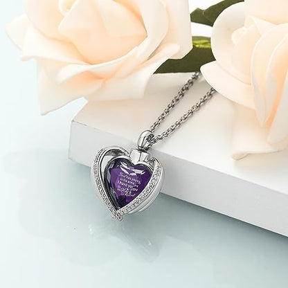 shajwo Cremation Heart Urn Necklace Ashes Jewelry for Women Men Keepsake Pendant Memorial Locket Ash Holder - color: Wing-G Purple