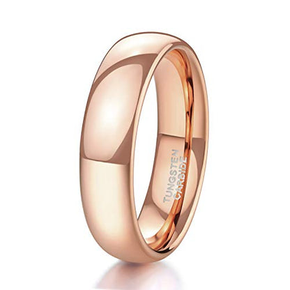 TRUMIUM 2mm 4mm 6mm 8mm Tungsten Wedding Band Ring for Men Women Silver/Rose Gold Plated/Rainbow/Gold Plated Domed High Polish Engagement Promise Rings Comfort Fit 4-15 - color: 6mm rose gold plated