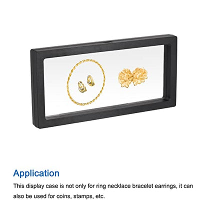 MECCANIXITY Floating Frame Display Holder Stand 3D Jewelry Display Box 9.06 x 4.33 x 0.79 inch Black for Ring Necklace Bracelet Earring Pack of 2 - color: Black, size: 9.06 x 4.33 x 0.79 inch