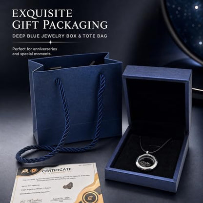 Campo del Cielo Meteorite Necklace - Genuine Argentine Iron Meteorite Pendant in Sterling Silver Round Locket Box - Unique Space Jewelry Gift for Women Men - 1-3g in Elegant Gift Box