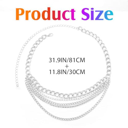 Rhinestone Chain Belt Gold Sparkly Waist Chains Fashion Body Chain Jewelry for Women - color: Silver