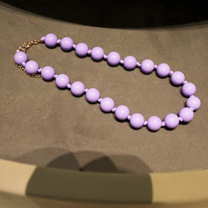 JNF Chunky Beaded Necklaces Women Large Big Ball Bead Choker Necklace Bold Statement Beads jewelry Gift - color: dark purple beads