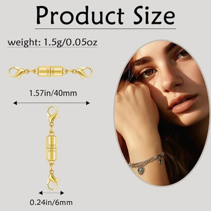 Magnetic Jewelry Clasps, 925 Sterling Silver, Strong Magnetic Closures for Necklaces and Bracelets (4pcs Golden Silvery) - color: 4pcs golden silvery