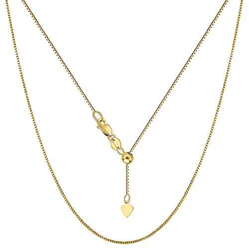 Savlano 925 Sterling Silver Solid 0.8mm Box Adjustable Bolo 14-24 Inch Chain Necklace For Women - Made in Italy Comes With a Gift Box - style: Gold Plated