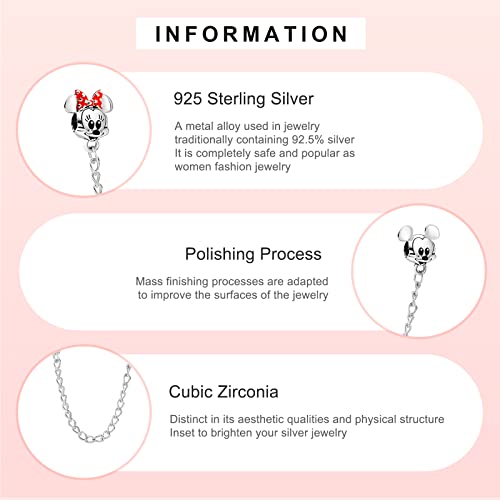 MITSOKU 925 Sterling Silver Charms for Bracelets Necklaces Animal prototype Pendant Safety Chain Dangle Pendants Beads Christmas Day Charms Jewelry Gift for Women - style: Cartoon Mouse&Safety Chain
