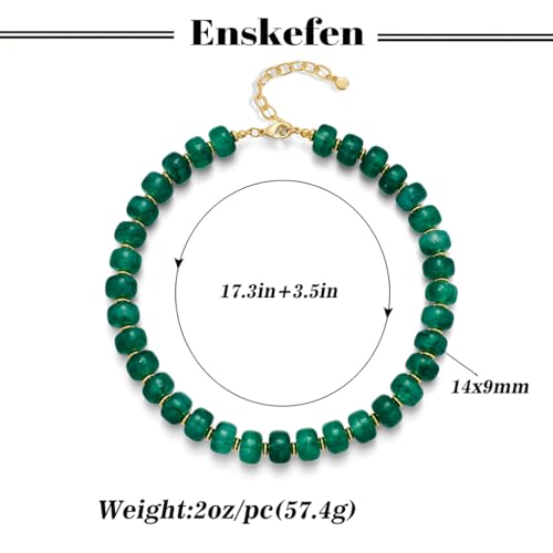 Chunky Beaded Necklace for Women Trendy Multicolor Resin Beads Choker Necklaces Boho Summer Statement Necklace Chunky Heart Jewelry - color: Bead necklace-dark green