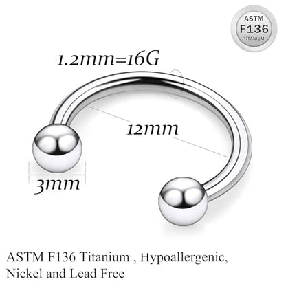 20G 18G 16G 14G 12G Horseshoe Nose Ring Titanium Septum Rings Piercing Jewelry Cartilage Conch Helix Rook Lip Tragus Earring Hoop Eyebrow Retainer For Women Men 6mm 8mm 10mm 12mm 14mm 16mm 19mm - size: Ball: 16G - 12MM