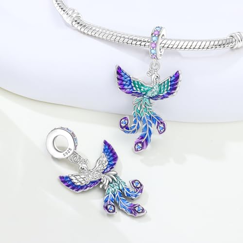 CYCUFF 925 Sterling Silver Charms Suitable for Charm Necklaces, Bracelet Pendants Beads Jewellery Gift for Women - color: Phoenix Charm