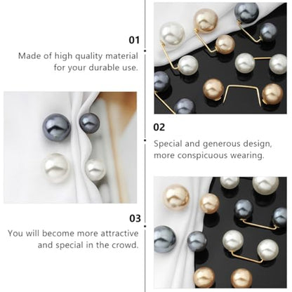 VILLCASE 8pcs Faux Pearl Brooch Pins Sweater Shawl Clips Clothing Accessories Collar Safety Buckles Women’s Lapel Decorations for Cardigans and Dresses
