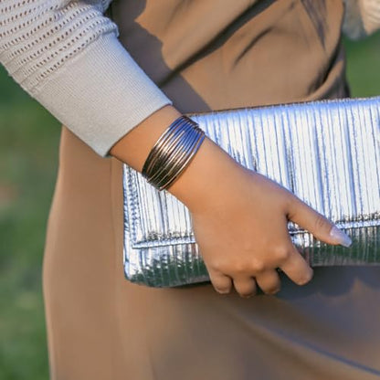 Gold Tube Leather Wrap Bracelets Boho Chunky Stackable Layered Western Cuff | Stacked Bohemian Cool Magnetic Clasp Bangles Statement Cowgirl Hippie Country Festival Accessories for Women Trendy - color: Grey