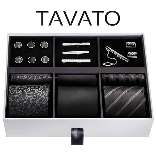 Premium Men’s Gift Tie Set Silky Necktie Pocket Squares Tie Clips Cufflinks For Men - color: Men's Style 5