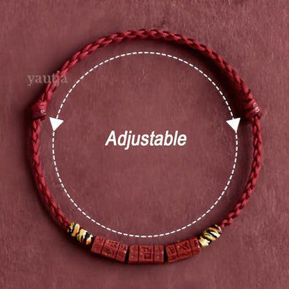 Yautja Tibetan Buddhist Red Buddha Spiritual Protection Red String Bracelet | Meditation Prayer Jewelry for Good Luck Health Wealth, Cinnabar Beads Exorcism Bracelet with Amulet Card, Handmade Adjustable - color: winered