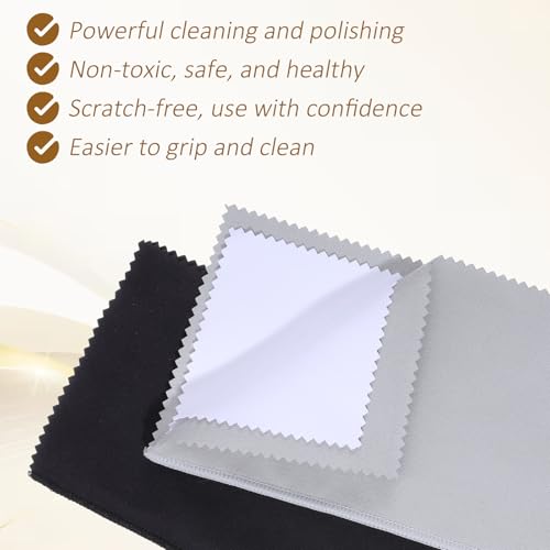 2 Pcs Silver Polishing Cloth Silver Cleaning Kit 2 Pcs Ultra-Soft Brushes (Flat & Wave) Jewelry Cleaning Cloth Jewelry Coin Cleanings Cloths for Cleanings Platinum Gold Diamonds Coins Gemstones