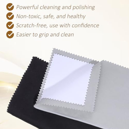 2 Pcs Silver Polishing Cloth Silver Cleaning Kit 2 Pcs Ultra-Soft Brushes (Flat & Wave) Jewelry Cleaning Cloth Jewelry Coin Cleanings Cloths for Cleanings Platinum Gold Diamonds Coins Gemstones